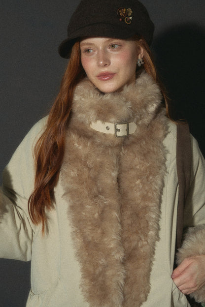 Wheat Spike Floral Plush Stand Collar Jacket