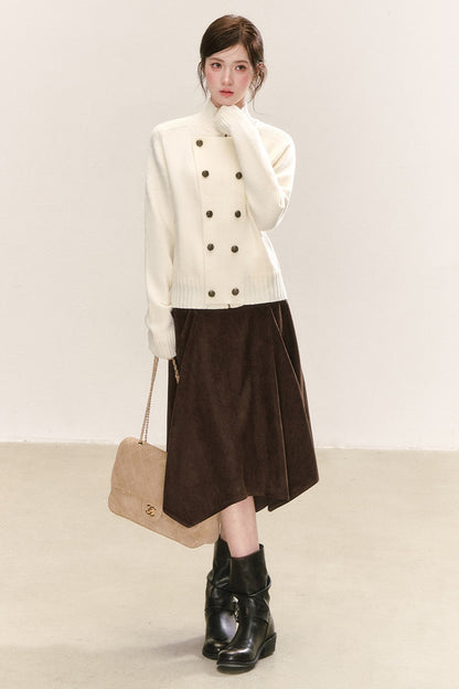 Asymmetrical Hem Pleated Skirt