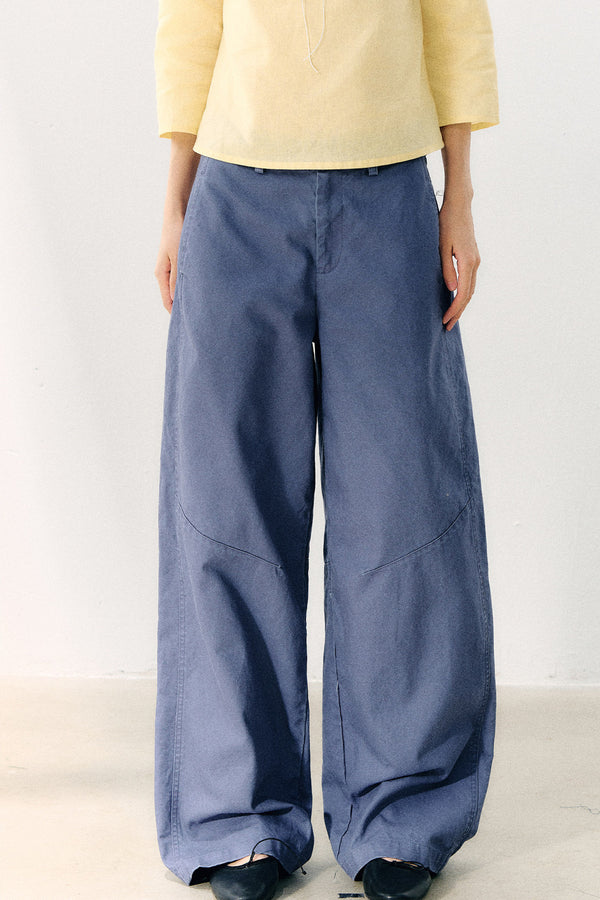 Washed Twill Cotton Loose Pants