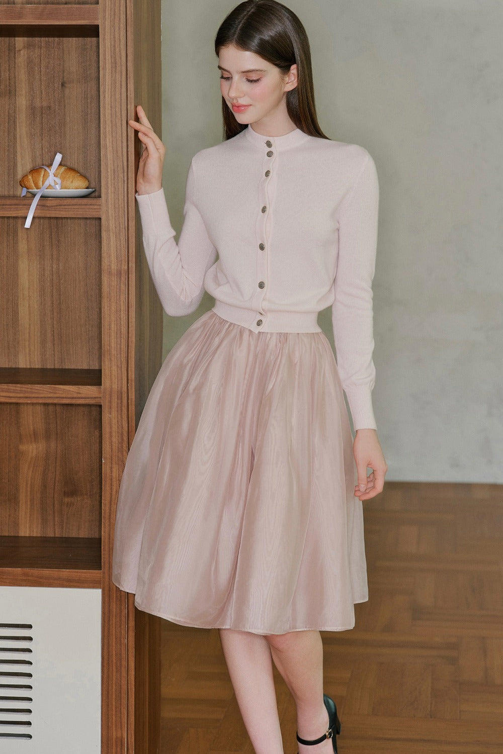 Pearlescent Mesh A-Line Skirt