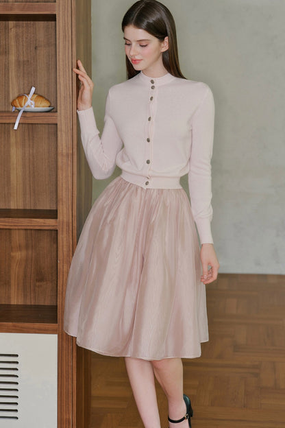 Pearlescent Mesh A-Line Skirt