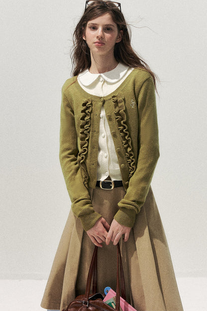 Layered-Look Floral Ruffle Sweater