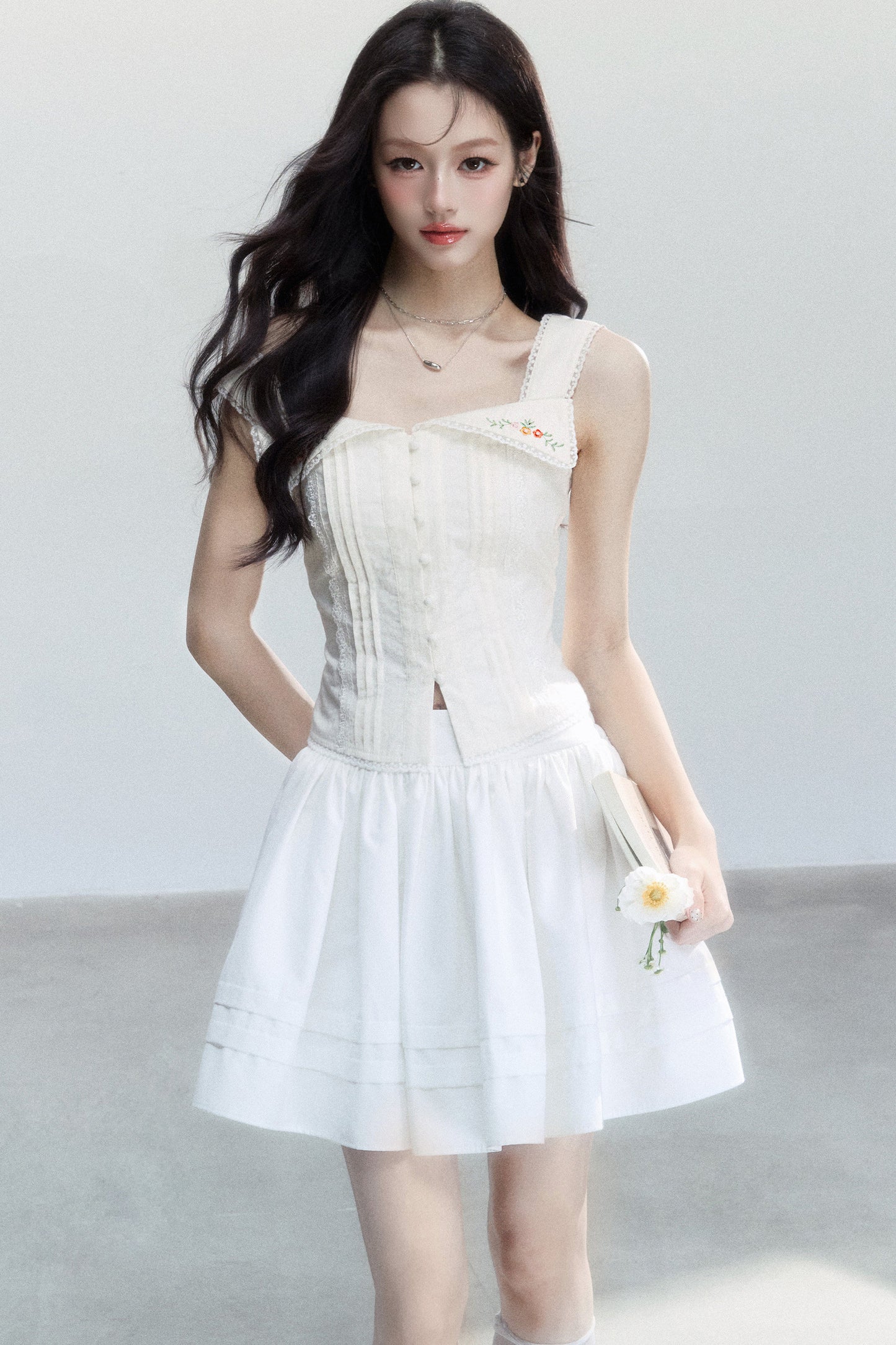 French Embroidered Square Neck Camisole