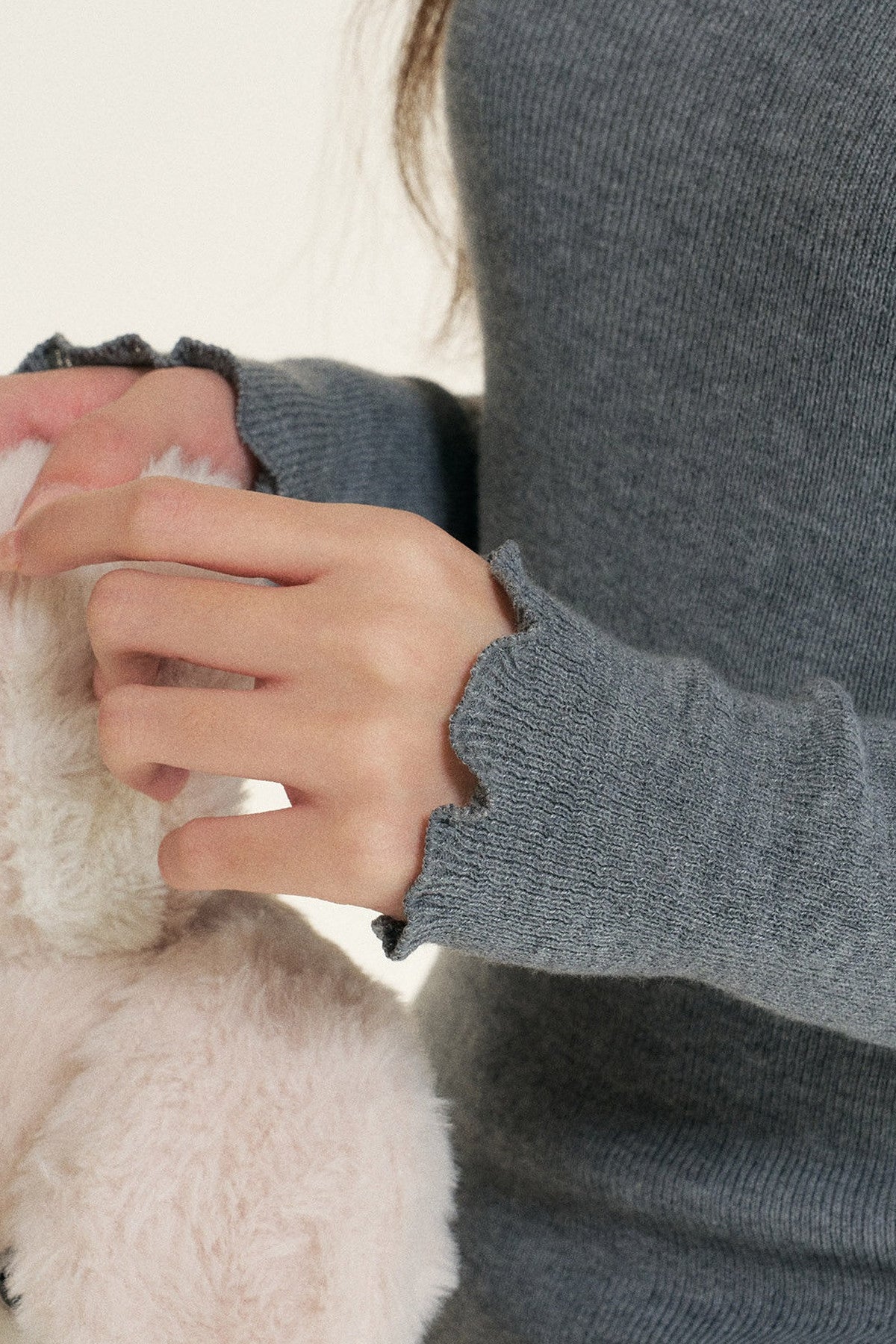 Ruffled Half-Turtleneck Long-Sleeve Base Layer Top