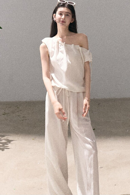 Lyocell Linen Wide-Leg Pants