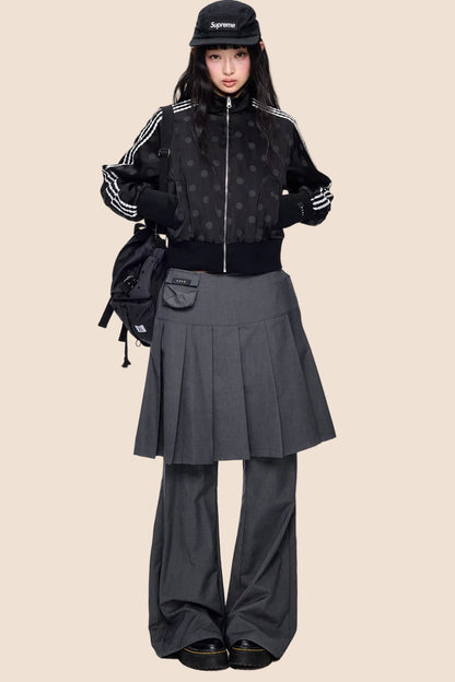 Polka Dot Print Side Stripe Jacket