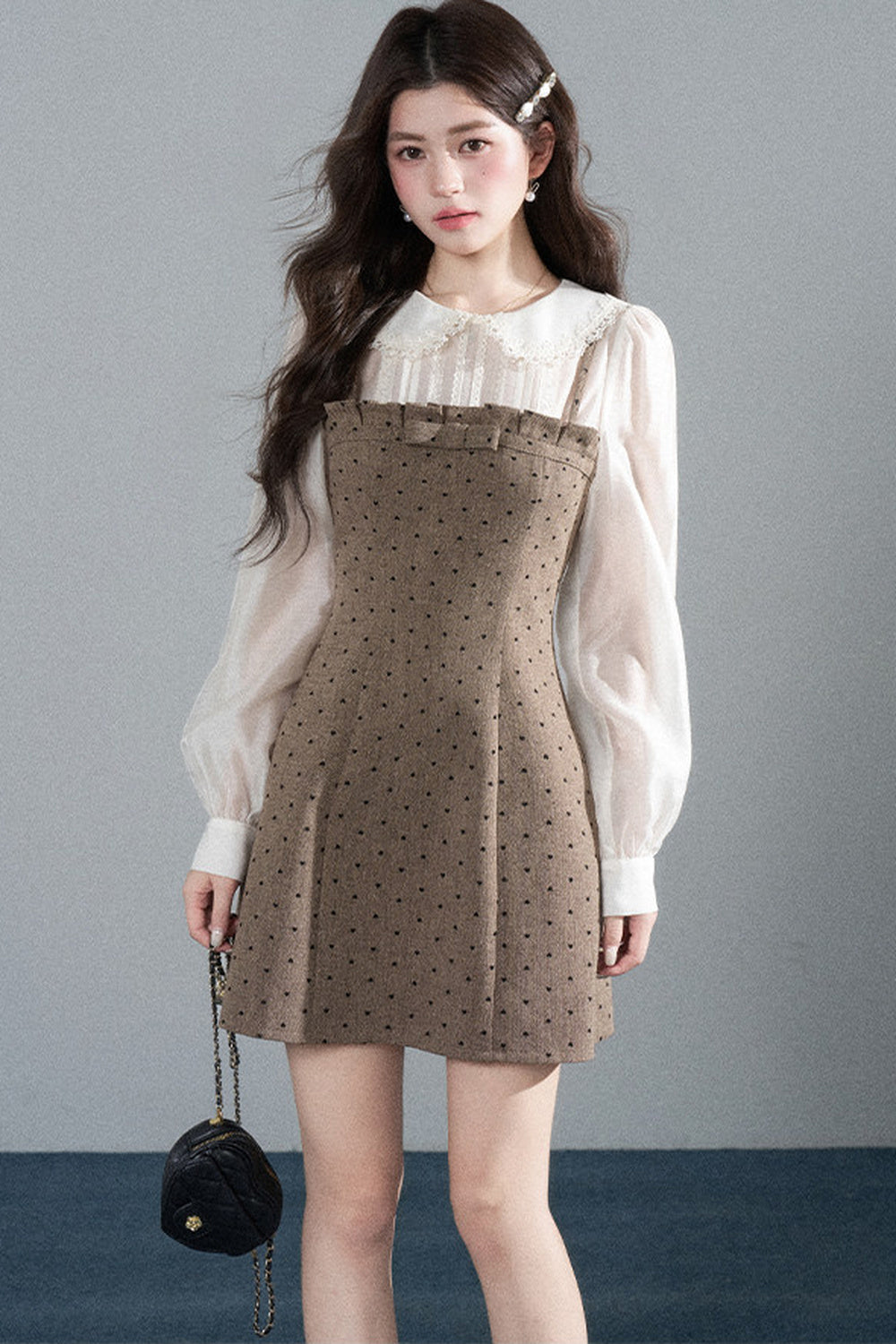 High-Waisted A-Line Polka Dot Dress