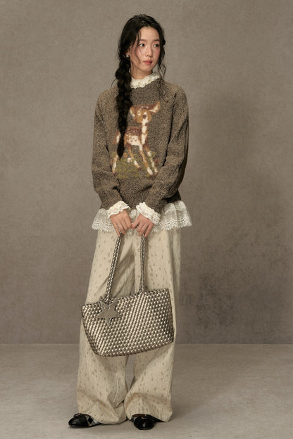 Fawn Spotted Lace Trim Pants
