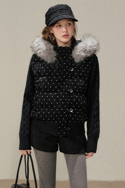 Double-Breasted Fur Collar Jacket