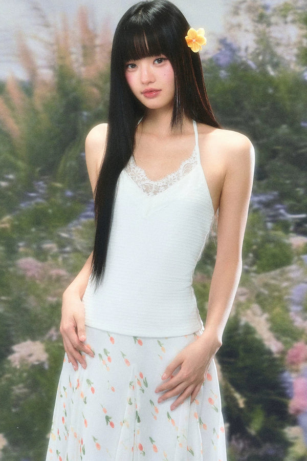 Lace Halter Camisole Set-Up