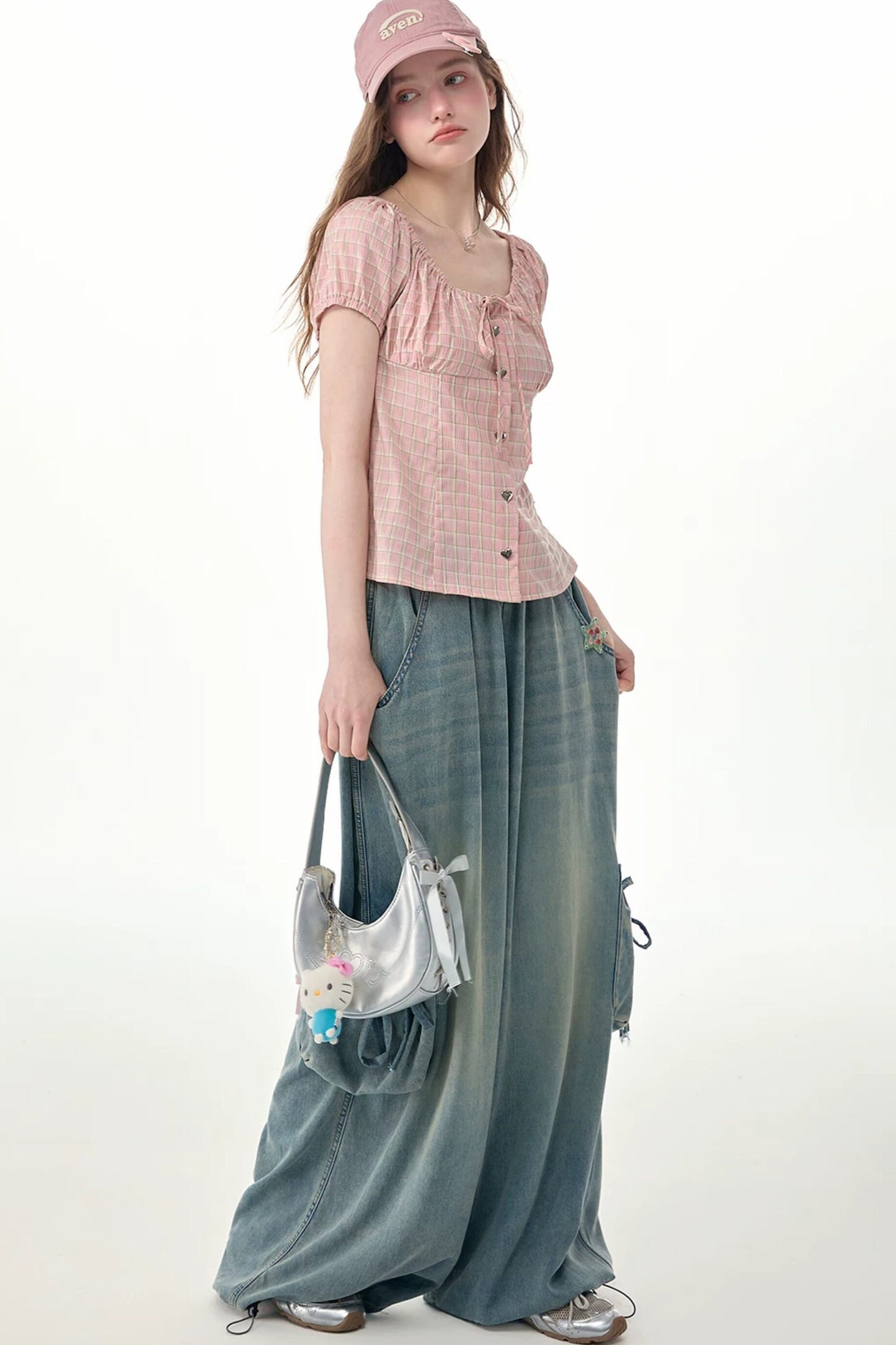 Jeanshose mit elastischem Bund und weitem Bein