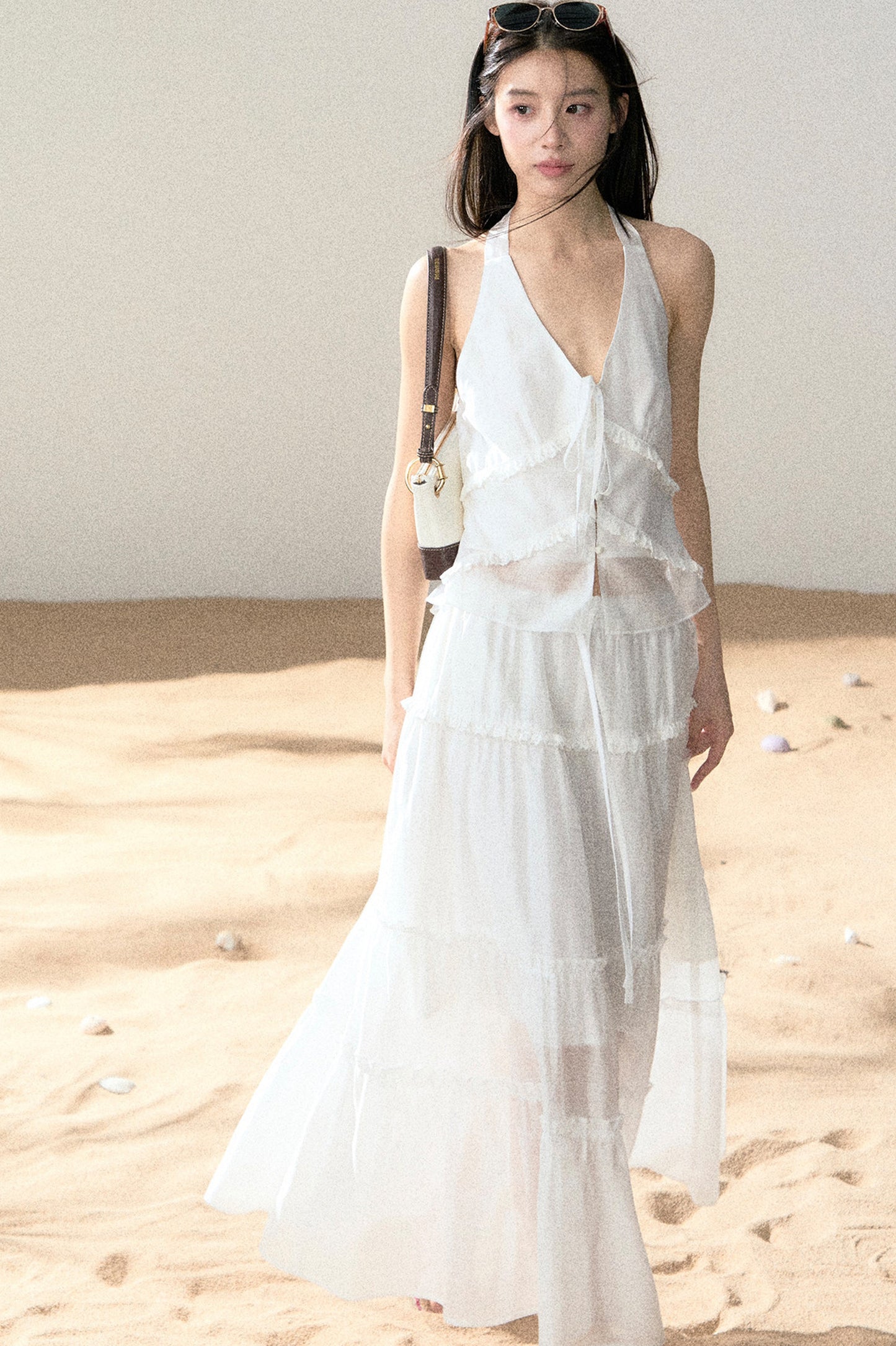 Halter Ruffled Top and Skirt Set