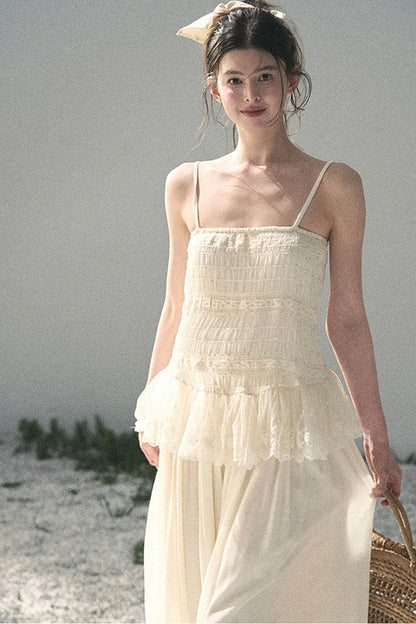 French Lace Summer Top and Pants Set
