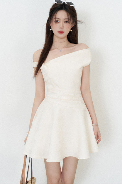 Apricot Off-Shoulder Slimming Dress