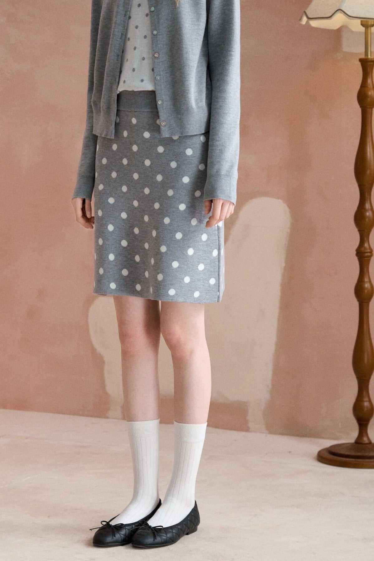 Retro Polka Dot Faux Two-Piece Knit Sweater Set-Up