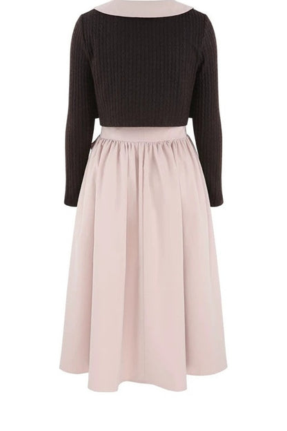Collar Knitted Overlay Long Dress