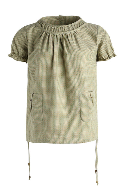 Camicia girly con maniche a sbuffo e girocollo