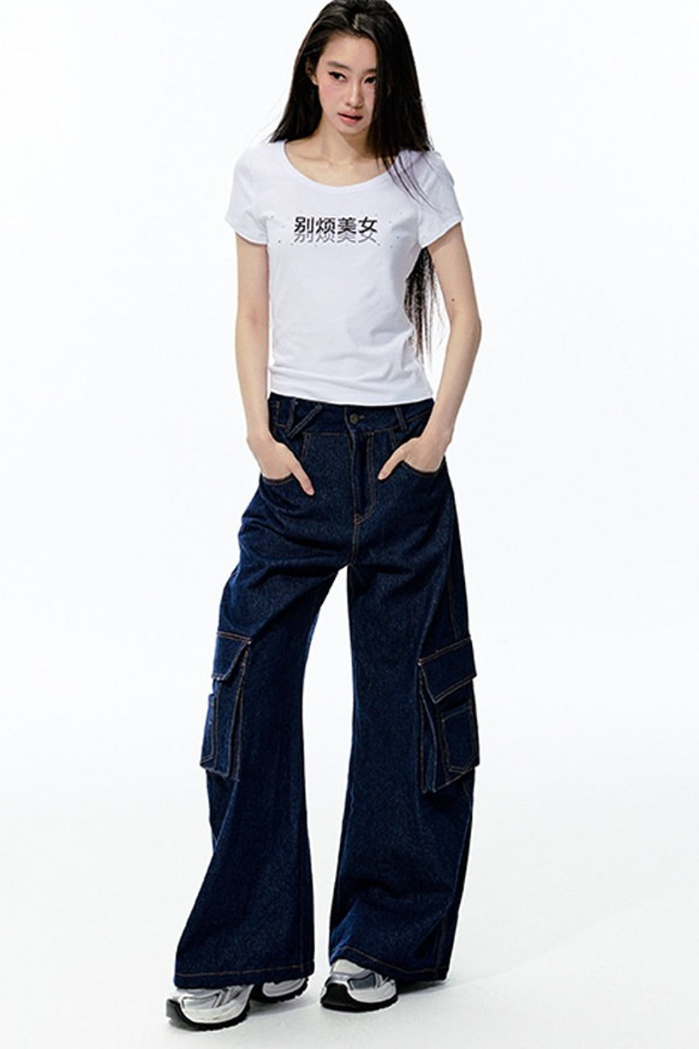 Rhinestone Text Print White T-Shirt