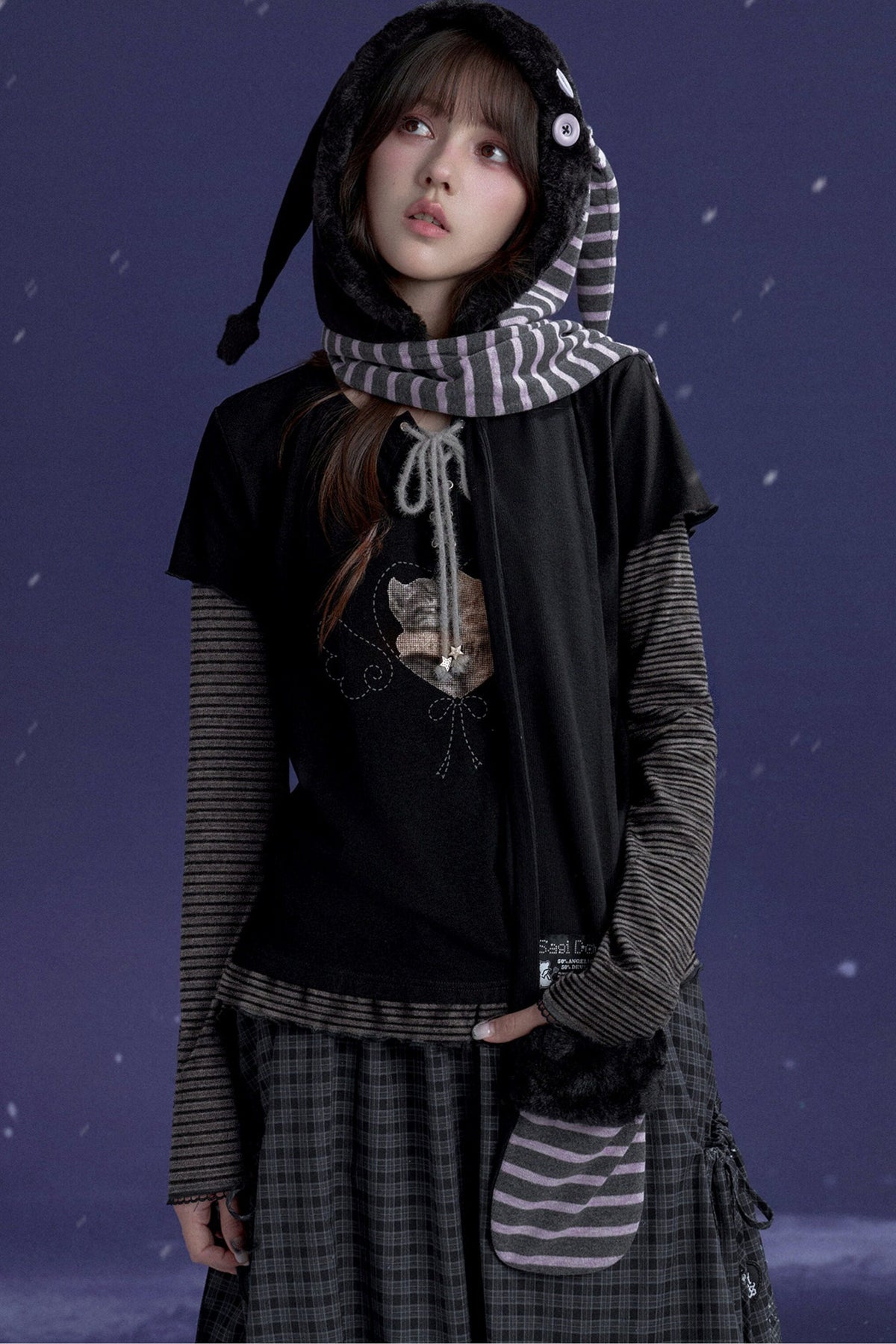 Detachable Horns Clown Scarf Hat And Gloves