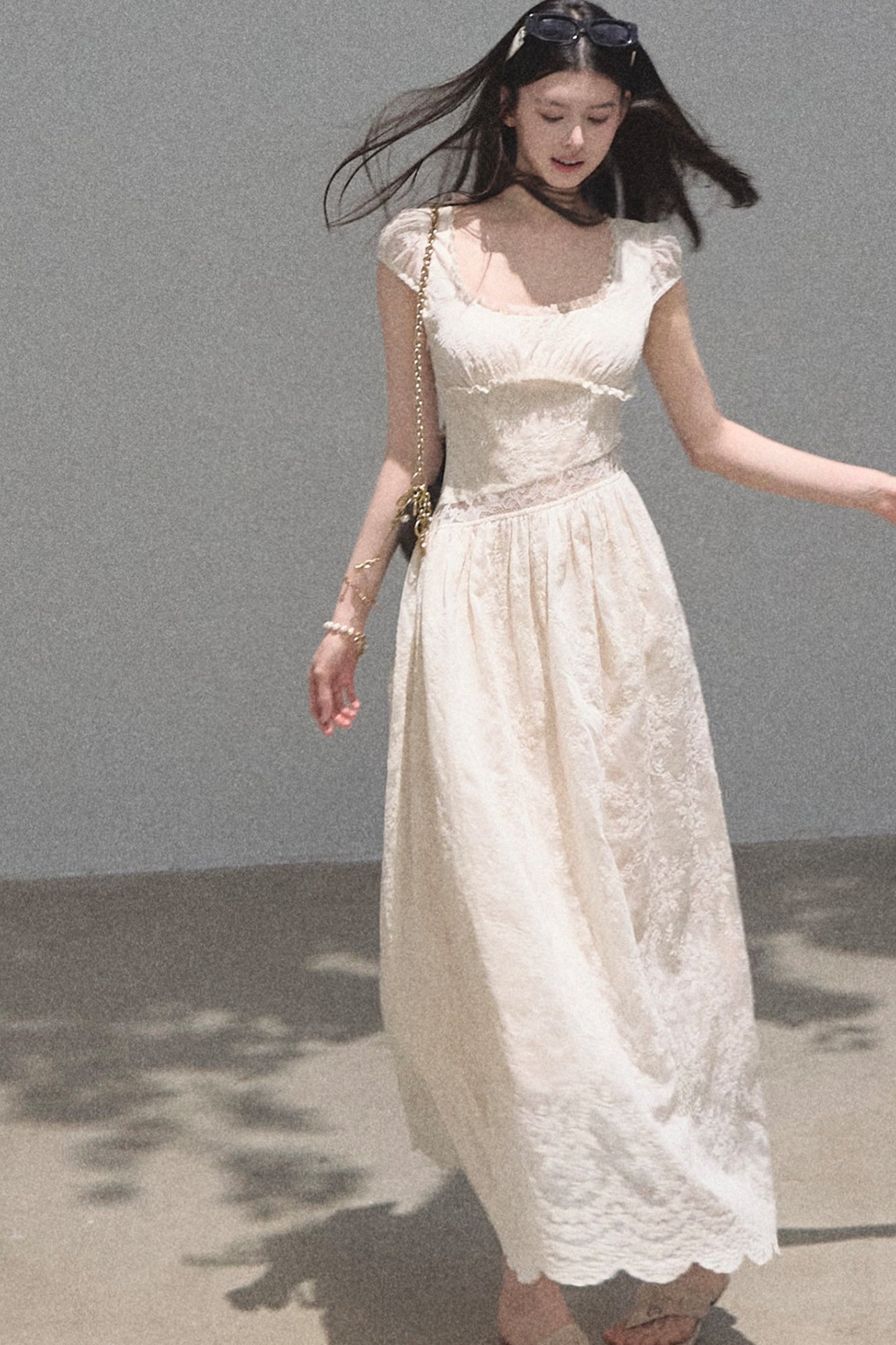 Lyocell Lace Waist-Cinching Dress