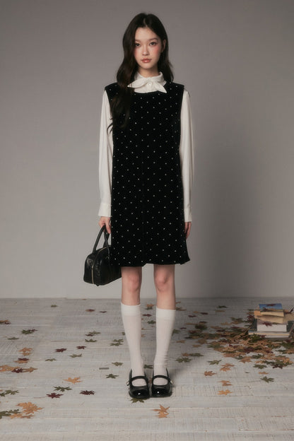Abito preppy in velluto floreale