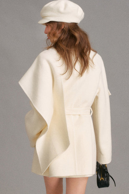 Detachable Cape Collar A-Line Wool Coat