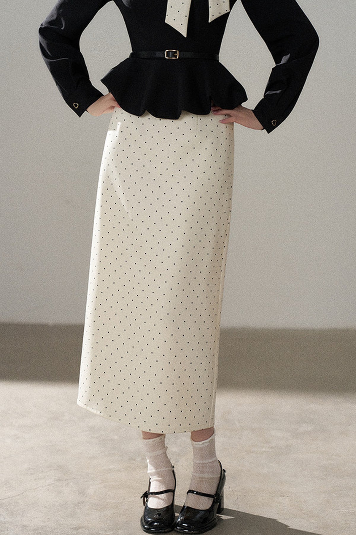 Bow Lantern Sleeve Skirt and Top Set-Up
