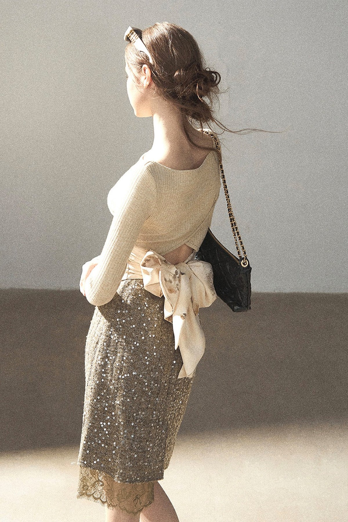Whisper Bow Tie Knit Top