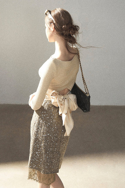 Whisper Bow Tie Knit Top