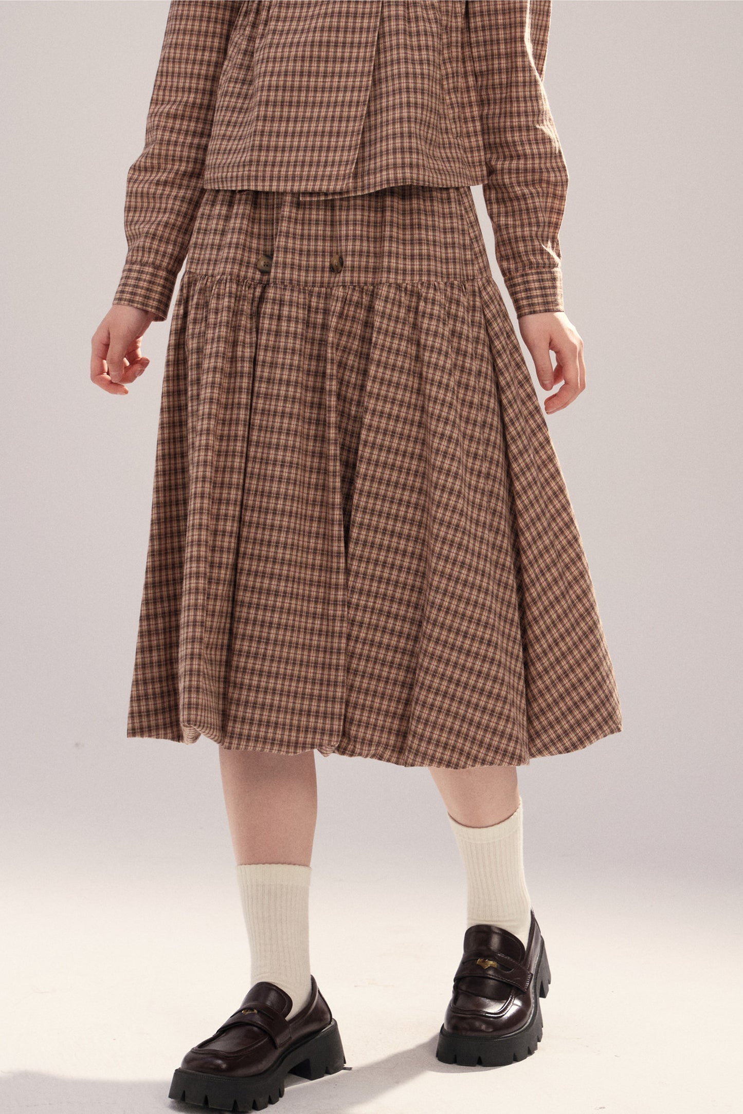 Retro Plaid Bubble Skirt