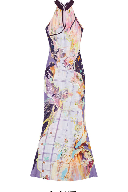 Floral Halter Cheongsam Dress