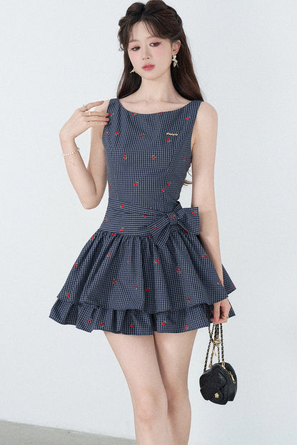 Elegant Plaid Vest Dress