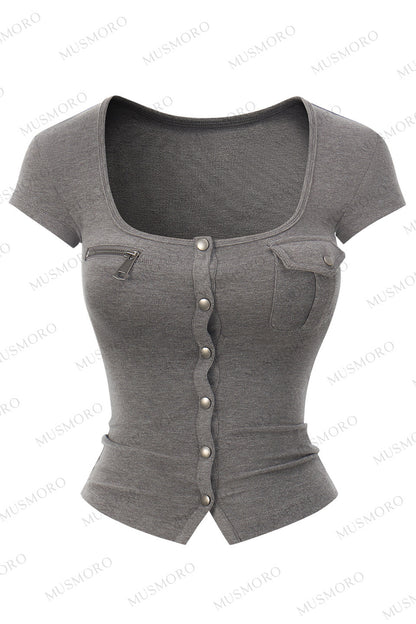 Top in maglia con vita arricciata