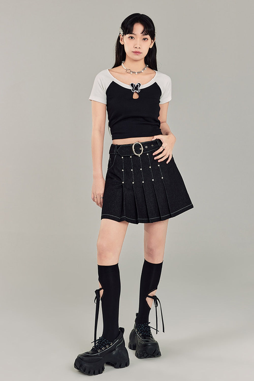 Butterfly Hollow-Out Color-Block Top
