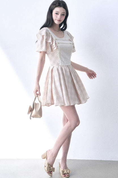 Retro Knit Plaid Dress