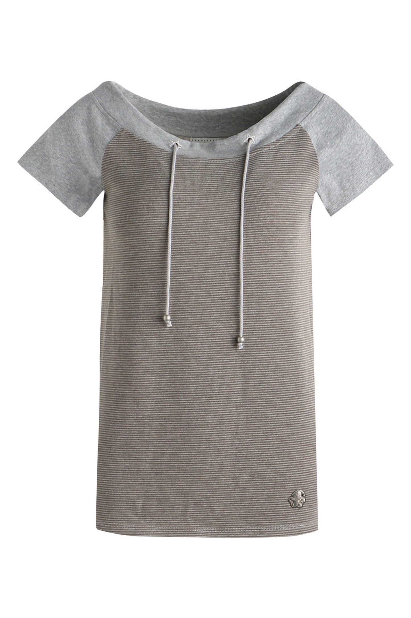 Schulterfreies gestreiftes Raglan-T-Shirt