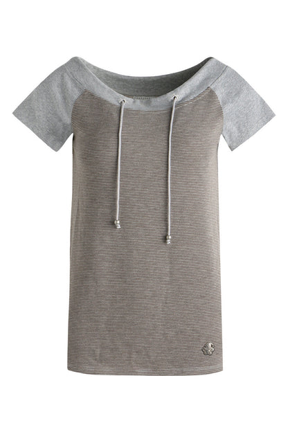 Schulterfreies gestreiftes Raglan-T-Shirt