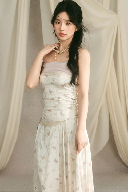 Butterfly Embroidered Cami, Mamian Skirt and Top Set-Up