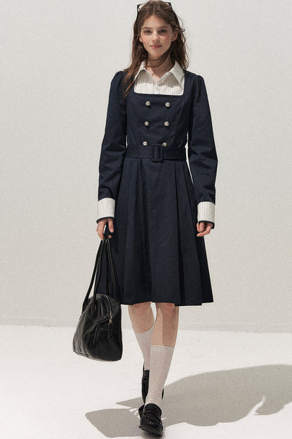 Retro Two-Piece Trench Dress