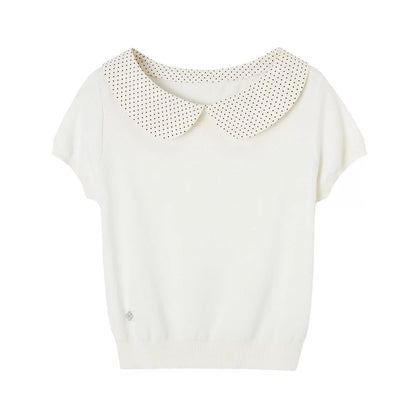 Doll Collar Short Sleeve Knit Top