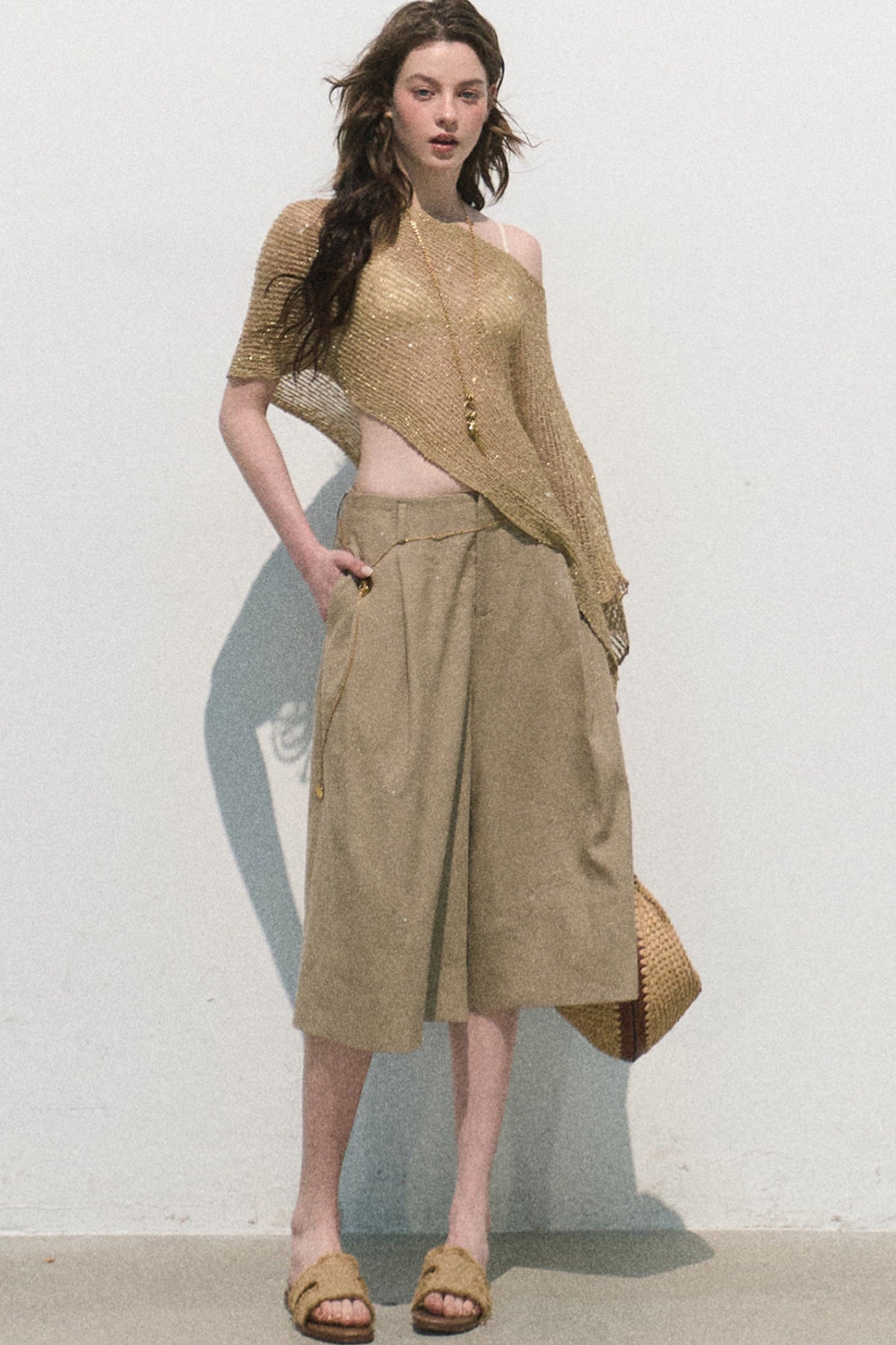 Colorful Lyocell Linen Capri Pants