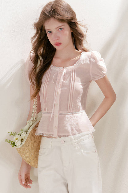 Lyocell Linen Lace Blouse