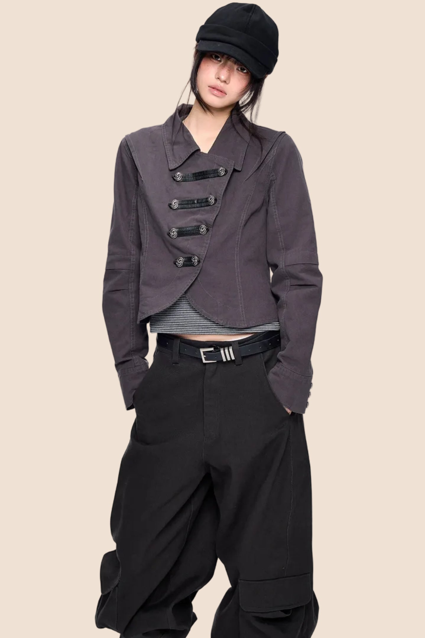 Palace-Style Double-Breasted Short Jacket