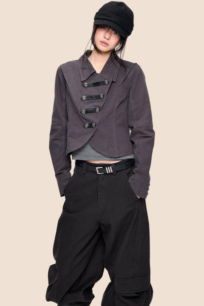 Palace-Style Double-Breasted Short Jacket