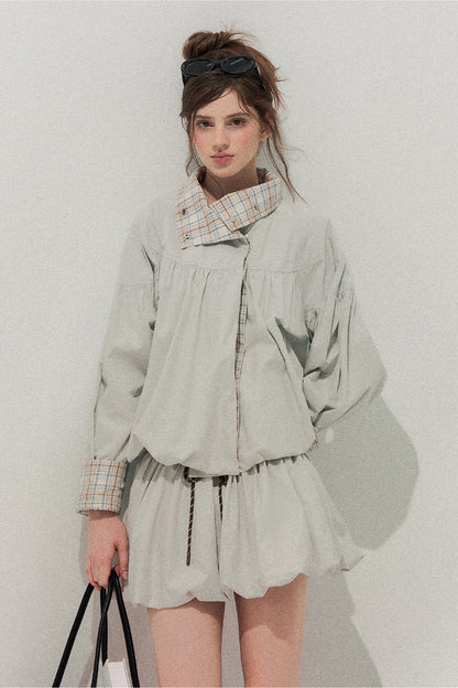 Plaid Trench Coat and Skirt Set-Up