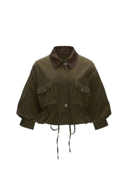 Textured Snowflake Velvet Leather Collar Jacket