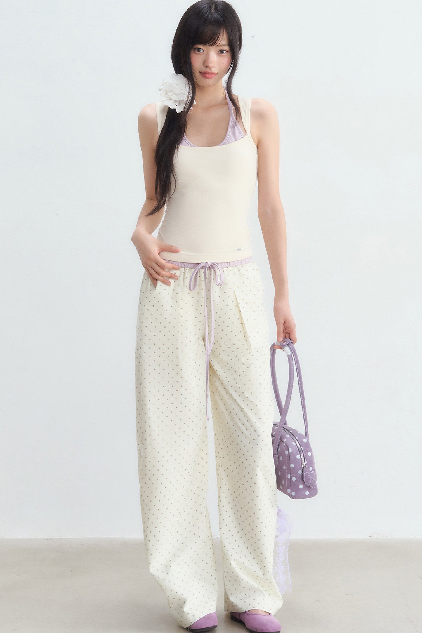 Halter Color-Blocked Camisole and Trousers Set
