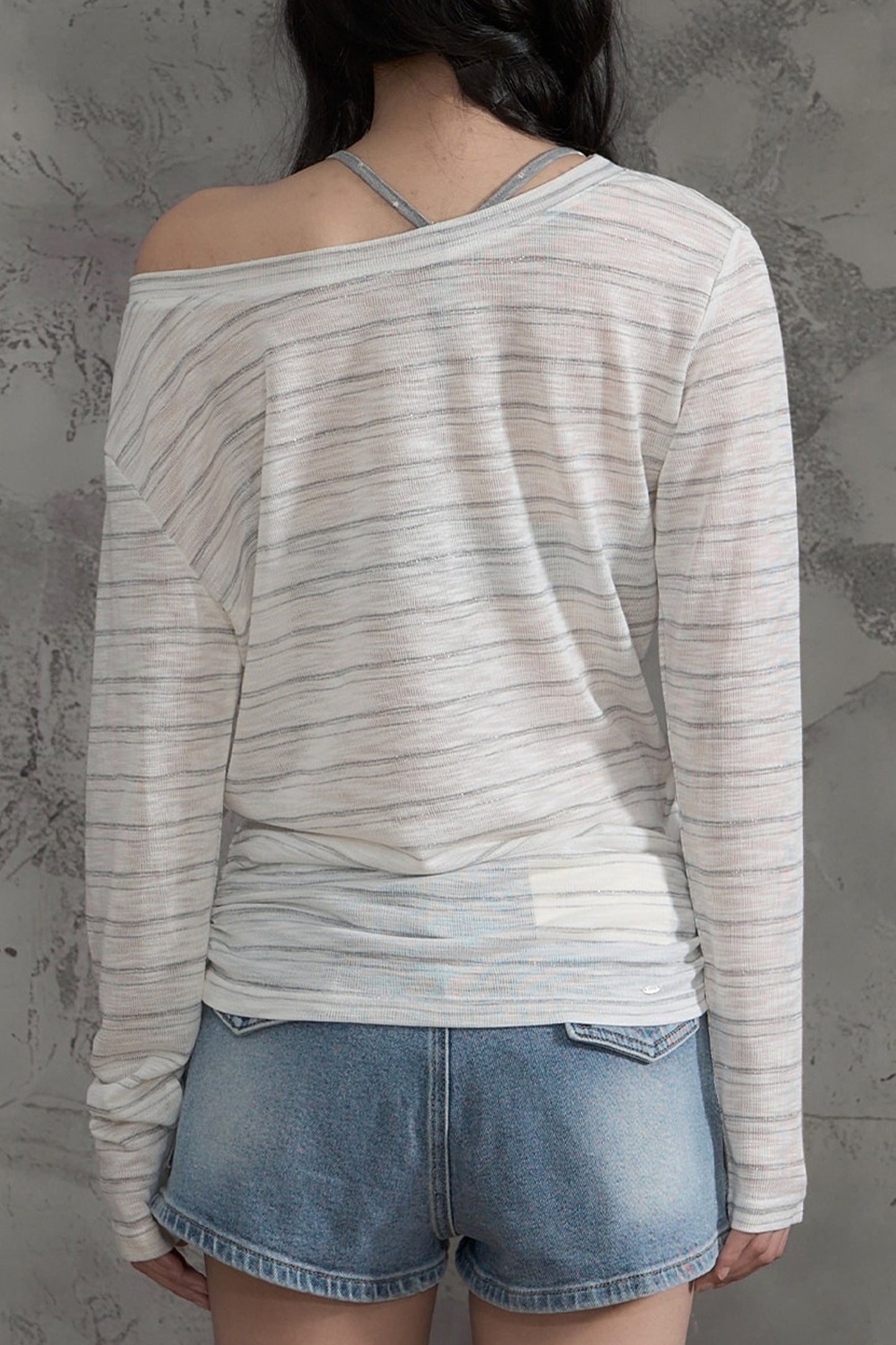 Striped Slightly Off-Shoulder Cover-Up, Pants and Top Set