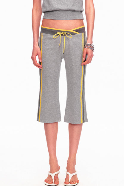 Low-Waist Color-Block Drawstring Knit Capri Pants