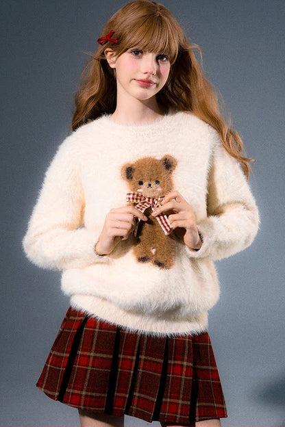 Mink Fur Bear Rabbit Knit Sweater